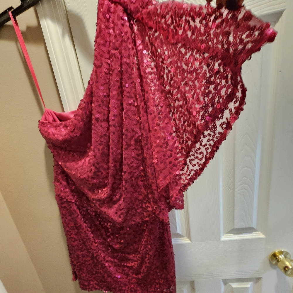 Amazing off the shoulder pink sequin Jessica Simpson dress. - Picture 2 of 6